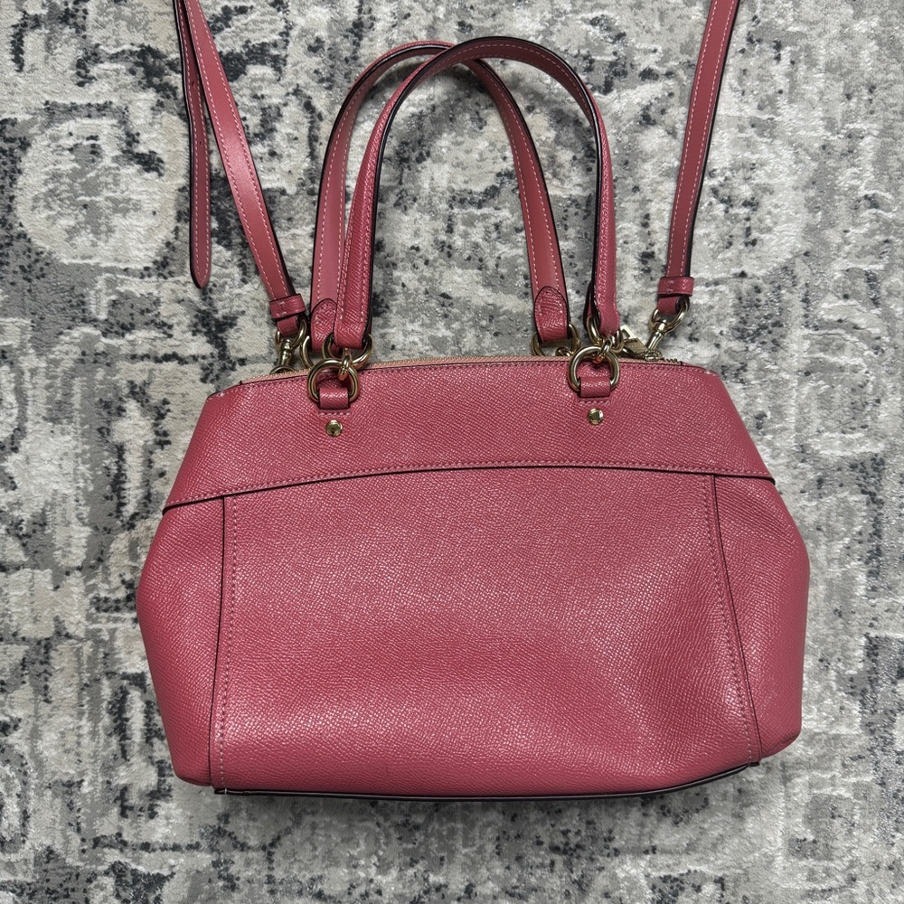 Coach Mini Brooke Carryall Satchel Pink Glitter Crossgrain Leather Gold - Picture 4 of 11